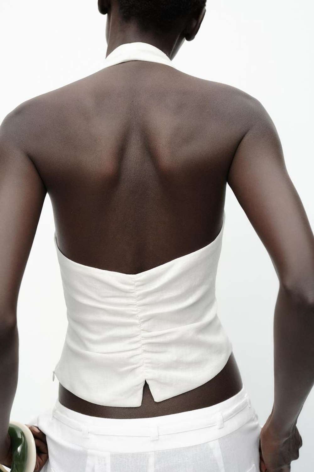 ZARA ТОП-ЖИЛЕТ ХАЛТЕР ИЗ ЛЬНА, БЕЛЫЙ