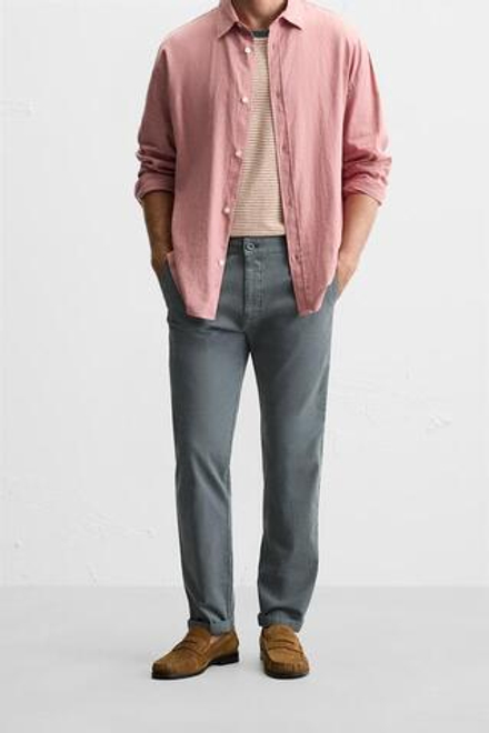 ZARA БРЮКИ ЧИНОС SKINNY FIT, МЯГКИЙ СЕРЫЙ