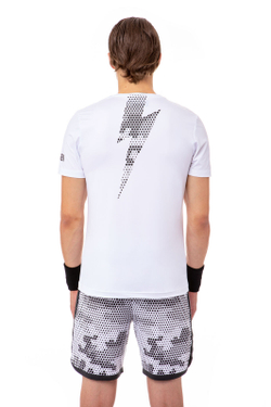 Мужская теннисная футболка Hydrogen Tech Thunderbolt Tee Man - white/black