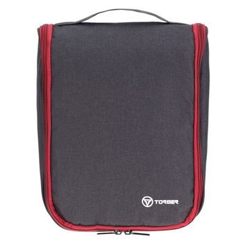 Несессер Torber, дорожный, чёрный/бордовый, полиэстер 300D ткань катионик, 27 х 22 х 11см