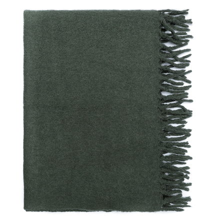 Плед мохеровый хвойно-зеленого цвета из коллекции Essential, 130х180 см