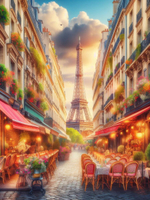 Алмазная мозаика 40х50см. "Уютный Париж" с полн.заполнен.на подрам. (арт. НД-8936)