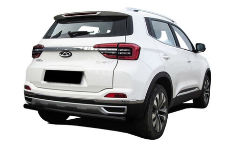 Защита заднего бампера (нержавейка) Chery Tiggo 4 (2018-2023) d57 (черный)