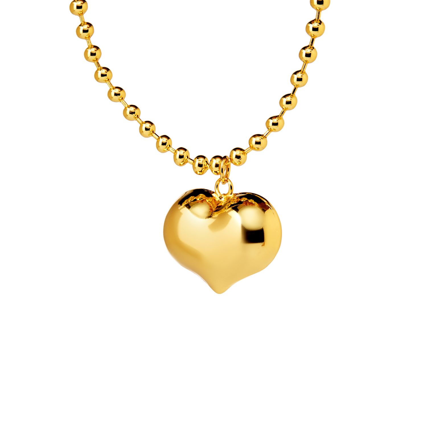 Колье Gold Chain Of Balls Necklace - Big Heart