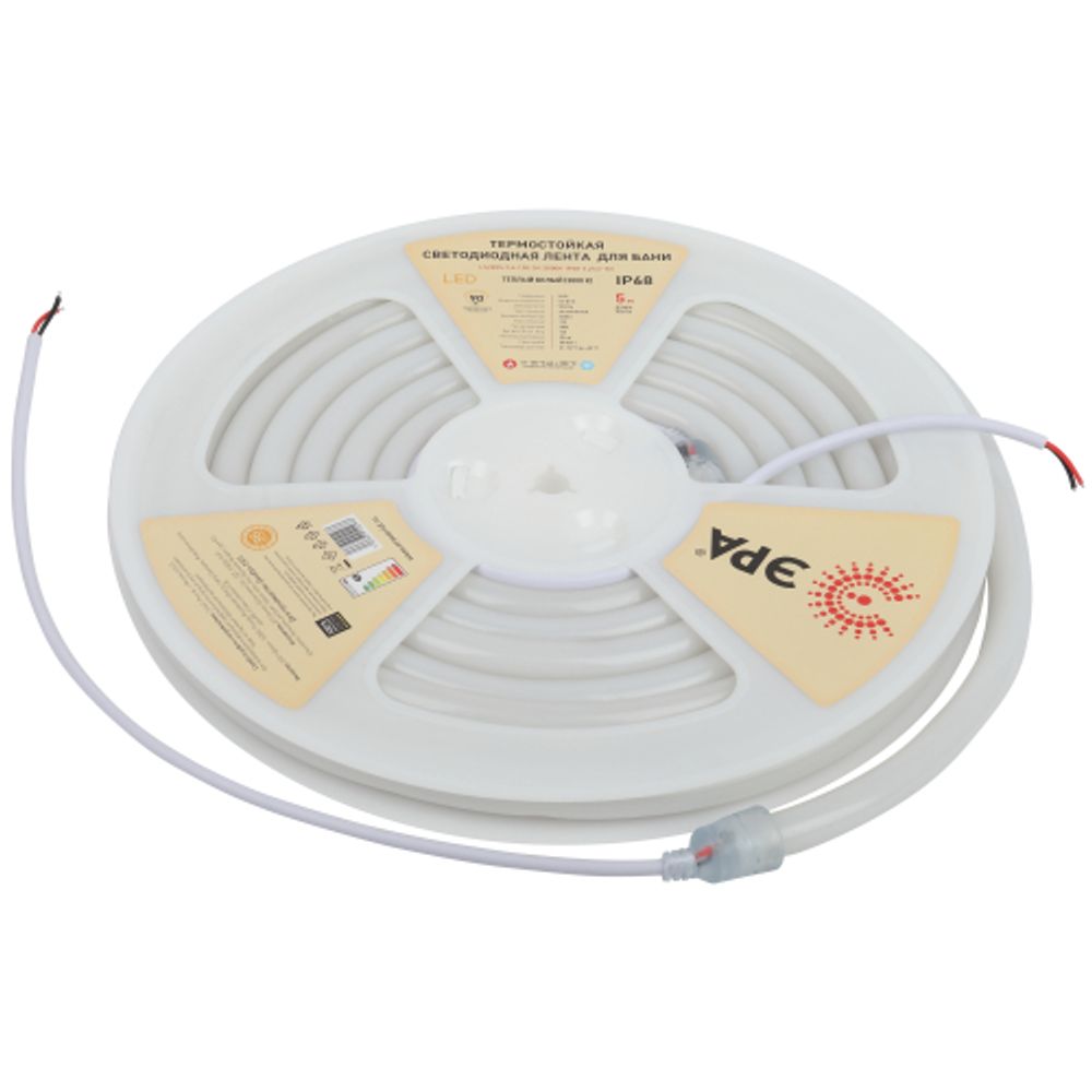 Лента светодиодная термостойкая для бани ЭРА LS2835-9,6-120-24-3000K-IP68-3 year-5m теплый белый | Светодиодная лента для бани и сауны 24В 3 года и аксессуары