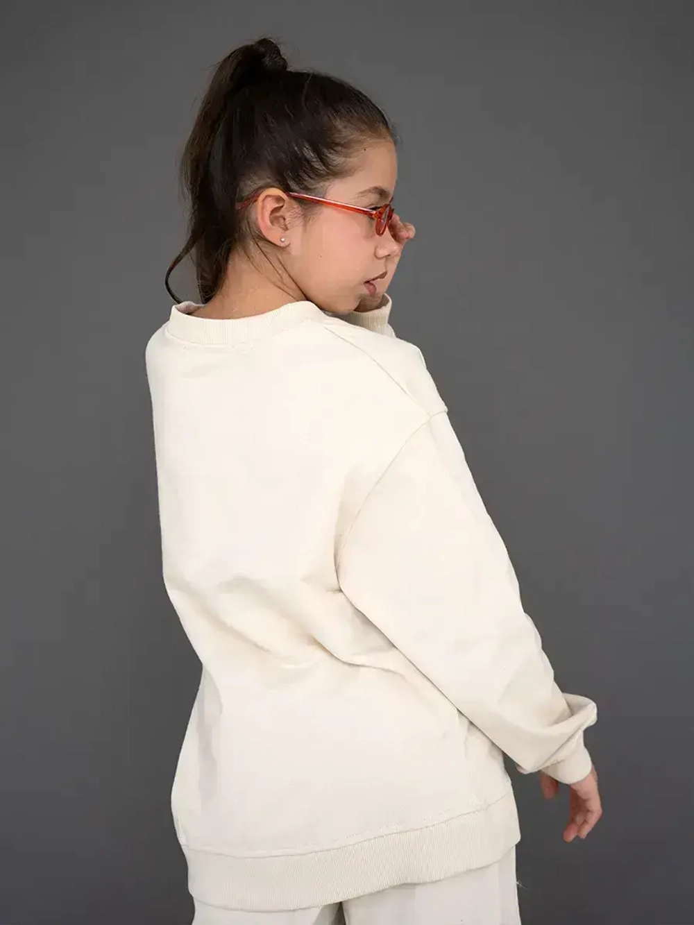 Костюм для девочки, свитшот и брюки, бежевый