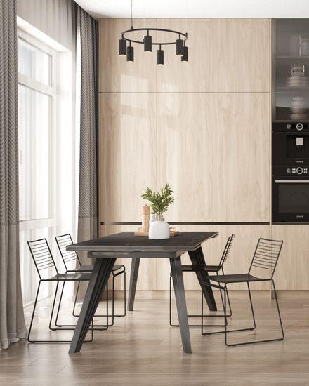 Стол обеденный Rock раскладной 180-280*90 керамика темная