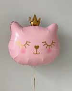 КОТ Шар фигура "Котенок принцесса" кошечка в короне (розовый) (БГ-35)