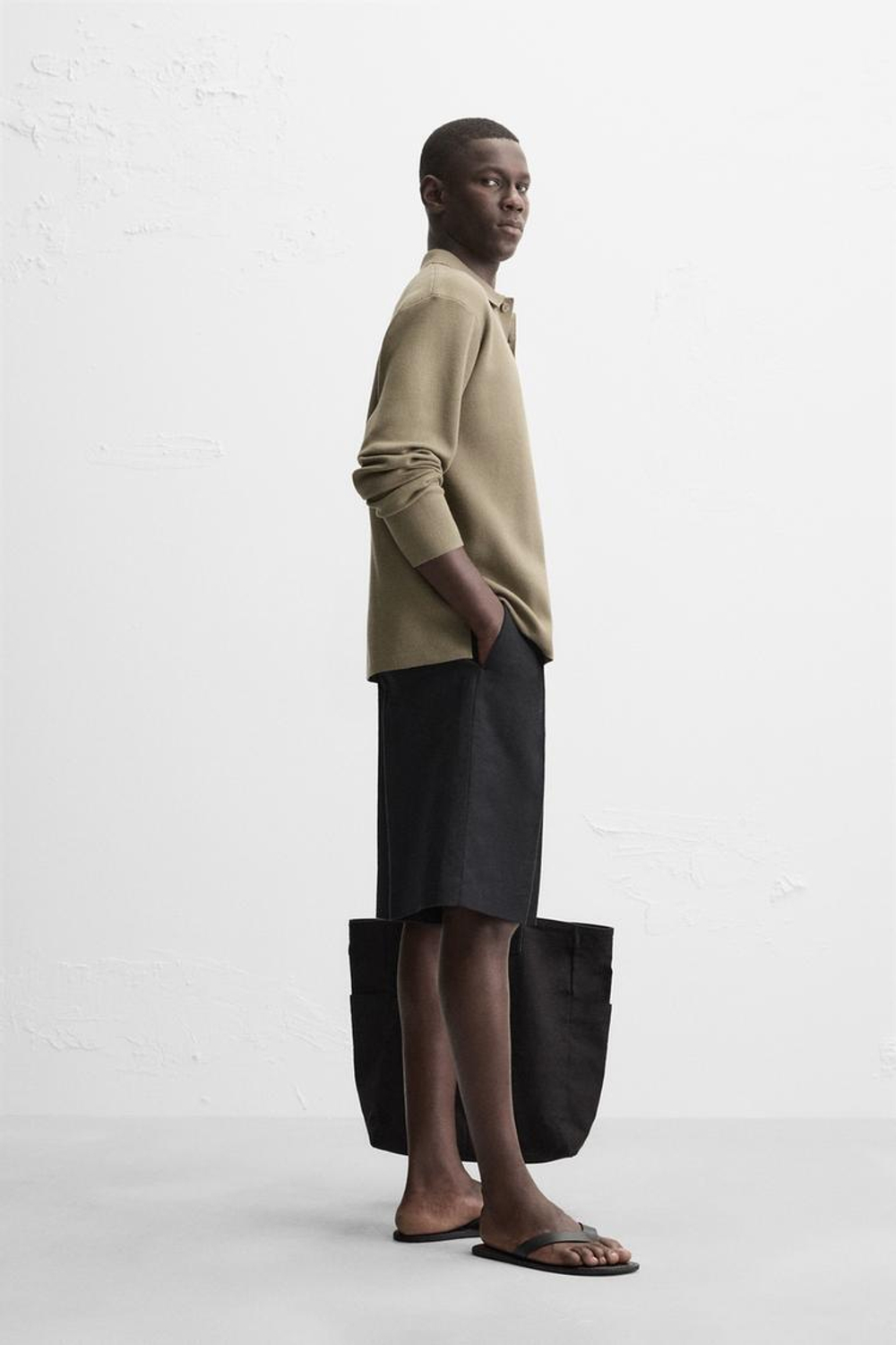 ZARA МЯГКОЕ ТРИКОТАЖНОЕ ПОЛО, ШАЛФЕЙНО-ЗЕЛЕНЫЙ