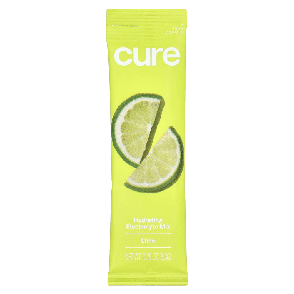 Cure Hydration, смесь электролитов для гидратации, лайм, 14 пакетиков по 8,3 г (0,29 унции) каждый
