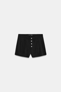 ZARA СВОБОДНЫЕ ШОРТЫ С ПУГОВИЦАМИ, ЧЕРНЫЙ