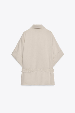 ZARA РУБАШКА САФАРИ С ПОЯСОМ, ПЕСОЧНЫЙ