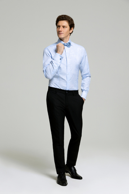 Рубашка голубая жаккардовая «Гербарий»