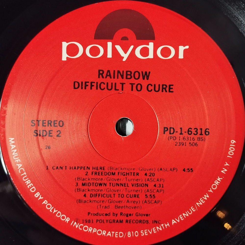 Винтажная виниловая пластинка LP Rainbow Difficult To Cure (USA 1981) Spotlight Kid
