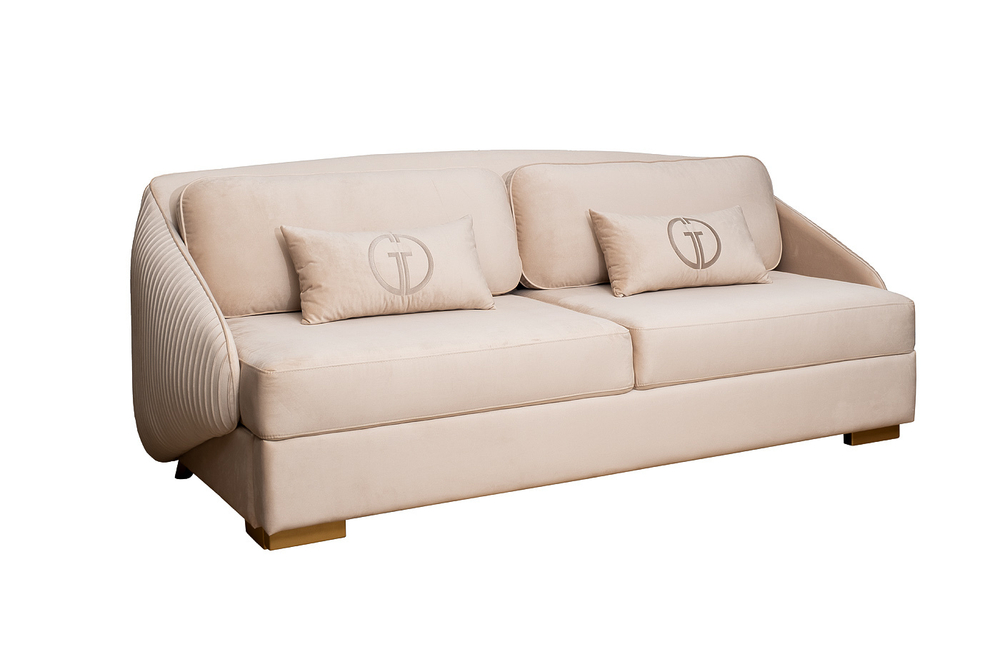 Диван трехместный Garda Decor Palazzo бежевый велюр механизм пума