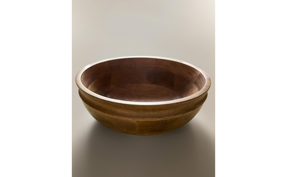 Zara Home салатник из дерева, цвет бежевый, 30 см
