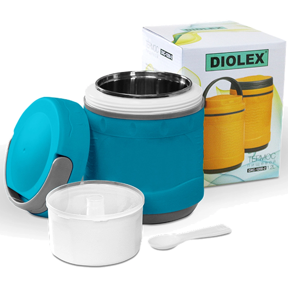 Diolex Термос пищевой пластиковый с колбой из нержавеющей стали 1200 мл DXС-1200-2