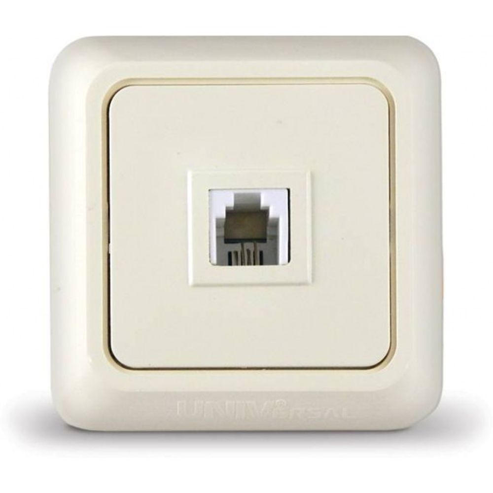 Розетка UNIVersal Олимп телефонная о/п бел.