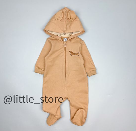 Комбинезон "Таксы" из футера с начесом, итальянский песок