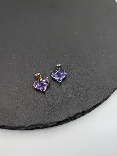 Подвеска сердце с фианитом 10мм