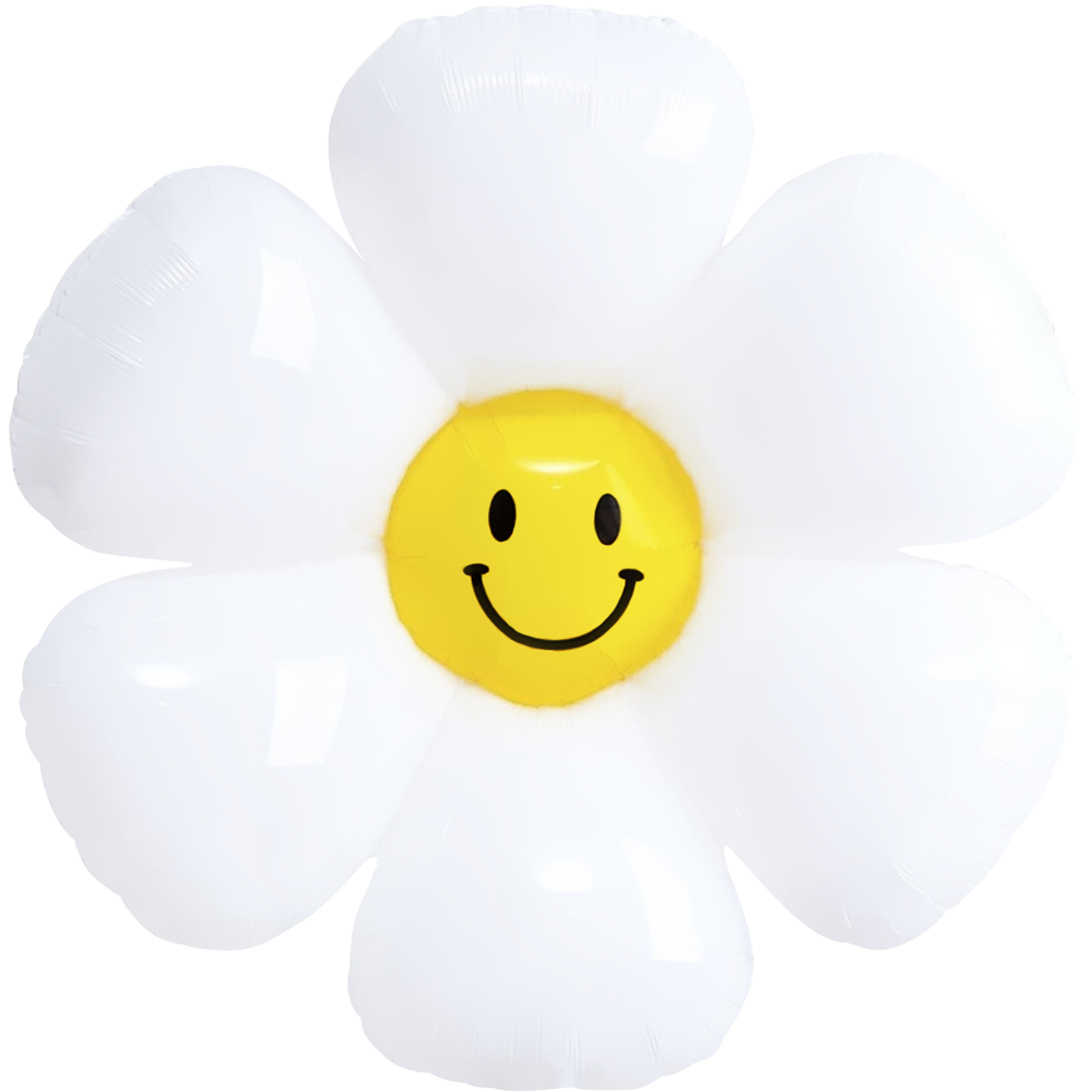 Шар (28''/71 см) Цветок, Ромашка (надув воздухом), Белый, 1 шт.