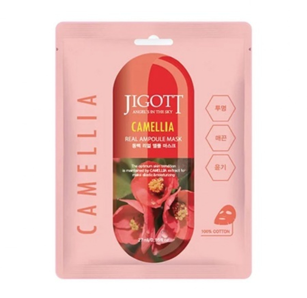 [JIGOTT] Тканевая маска для лица КАМЕЛИЯ CAMELLIA Real Ampoule Mask, 1 шт*27 мл