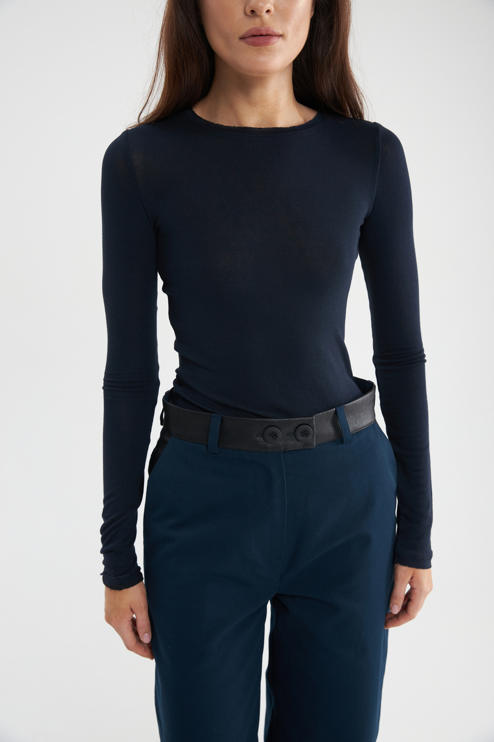 Лонгслив «Light» slim темно-синий