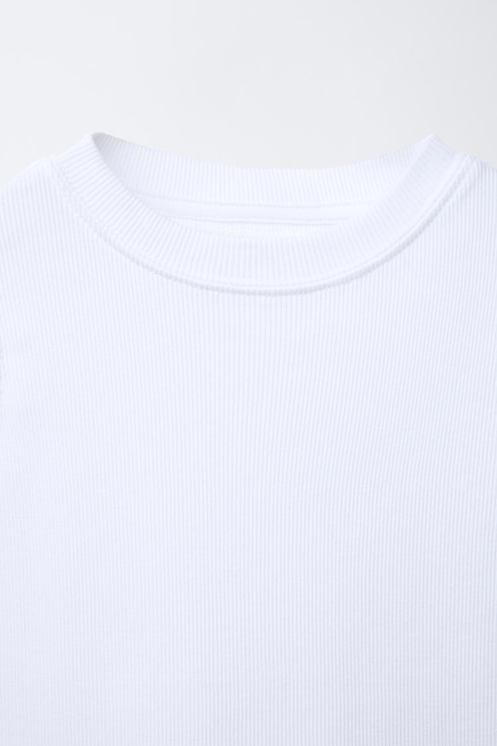 ZARA ФУТБОЛКА В РУБЧИК БЕЗ РУКАВОВ, БЕЛЫЙ