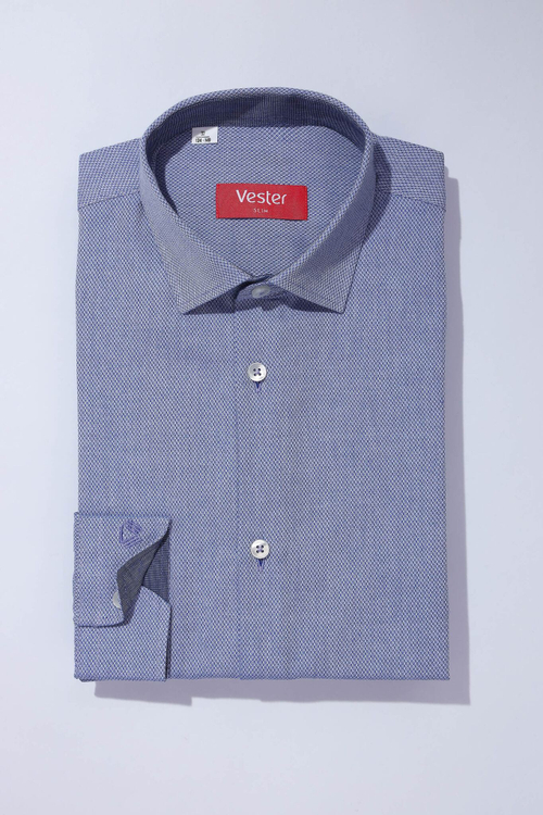 Сорочка подростковая VESTER длинный рукав, цвет синий, хлопок/пэ, внутреняя отделка воротника
