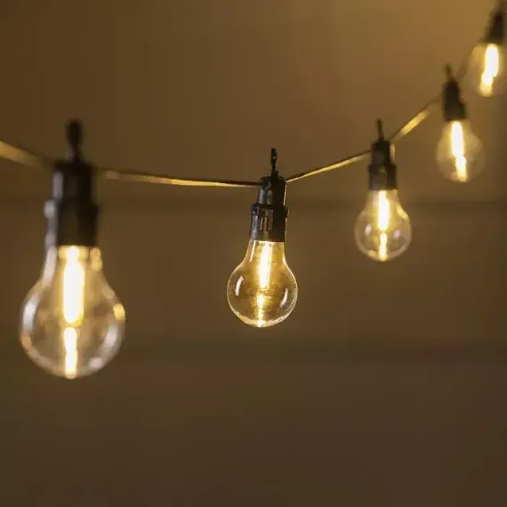 Гирлянда белт-лайт Лампочки 5 м., IP44, УМС, тёмная нить, 10 LED, свечение теплое белое, 220 В., Luazon Lighting (7989826)