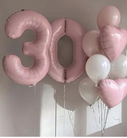 Шары 30 лет набор бело-розовый
