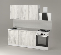 Кухонный гарнитур Алина нормал 1500 мм, каркас ЛДСП, фасад ЛДСП, Белый/Пайн белый