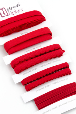 Подборка красных бельевых резинок Lauma (Латвия) + застежки для бюстгальтера текстильные