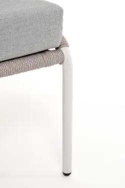 "Милан" диван 2-местный плетеный из роупа, каркас алюминий светло-серый (RAL7035) муар, роуп серый меланж круглый, ткань светло-серая