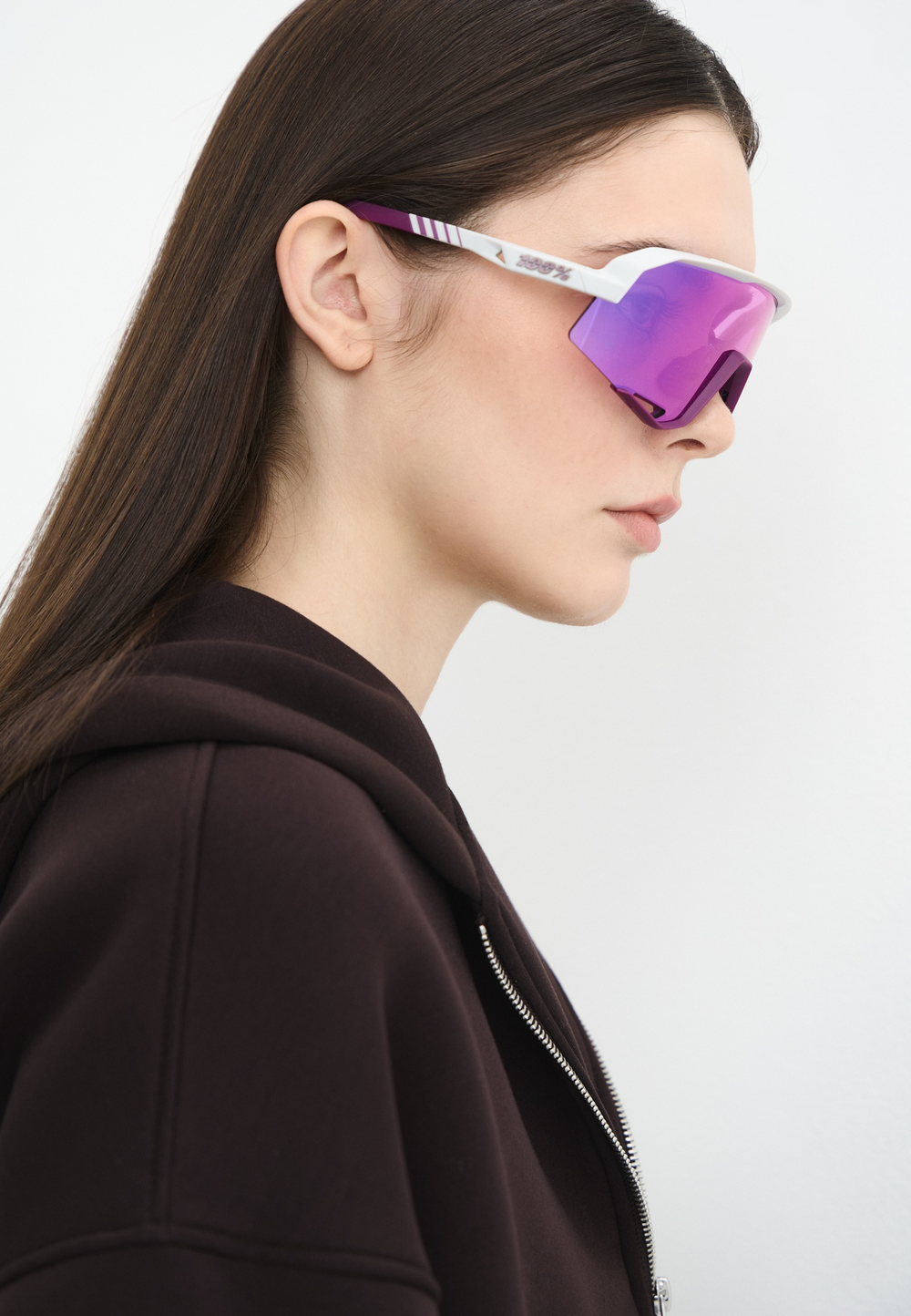 Спортивные очки с диоптриями 100% SLENDALE Matte Chalk - Purple Mirror Lens