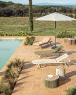 Шезлонг Dandara из веревки цвета экрю и стали с ножками из массива акации