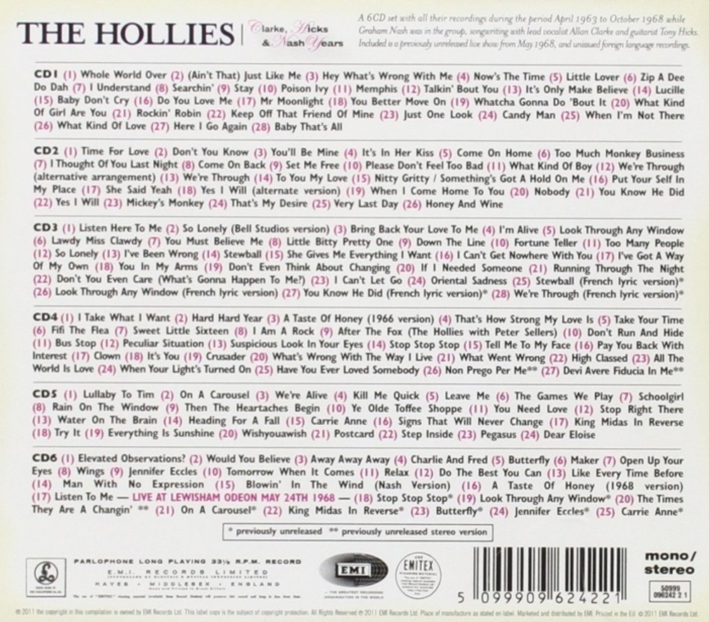 The Hollies / Clarke, Hicks & Nash Years (The Complete Hollies. April 1963-October 1968)(6CD)