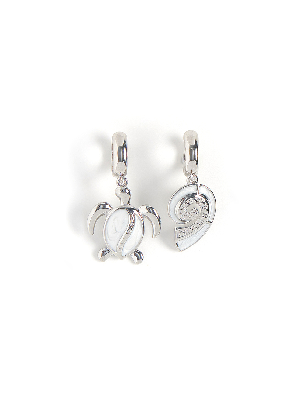 Серьги "White Pearl Turtle Shell" Silver