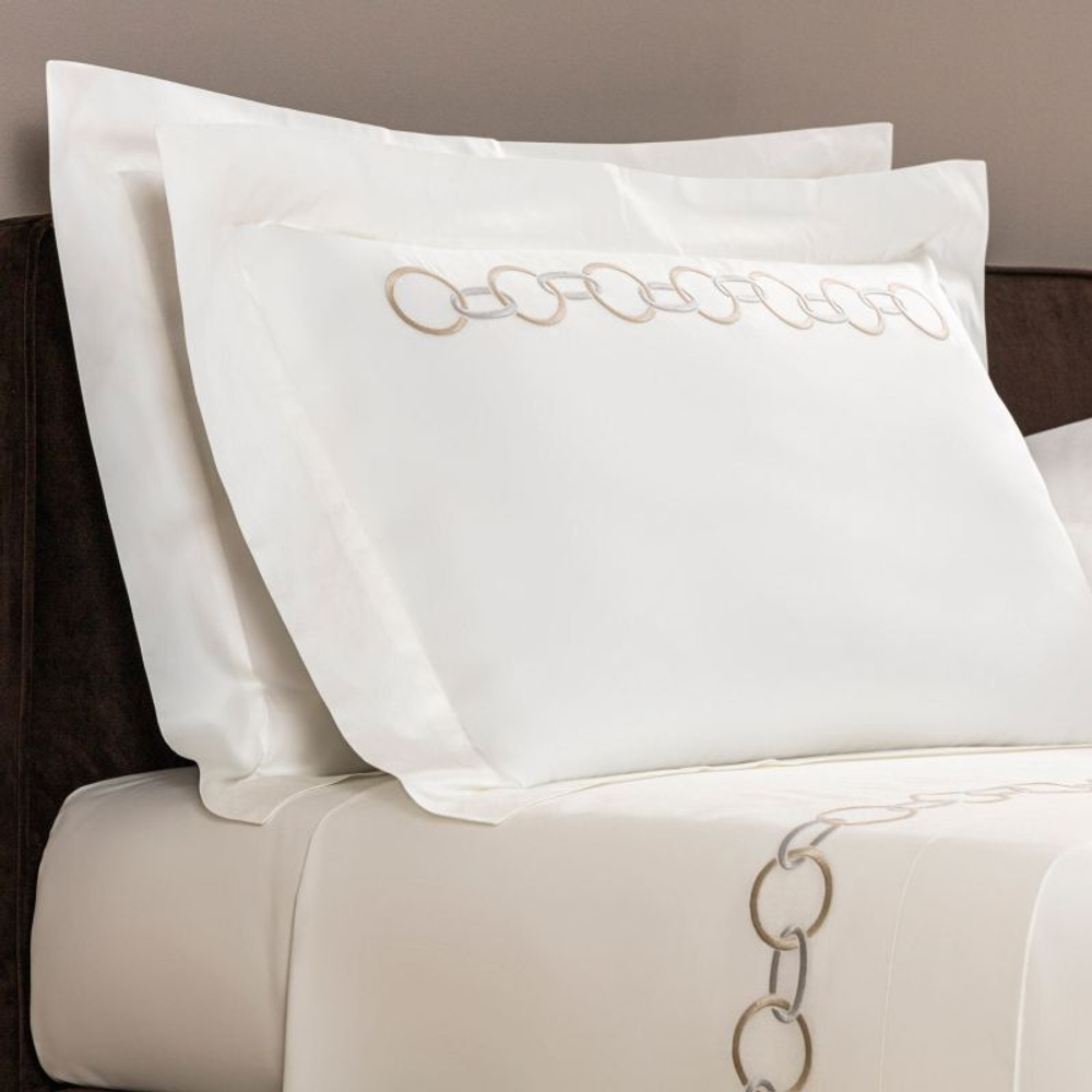 Постельное белье Frette Links Embroidery Savage Beige/Rock (240 x 220 см)