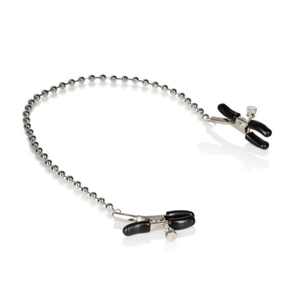 Зажимы на соски с цепочкой Nipple Glamps (Цвет: серебряный с черным)