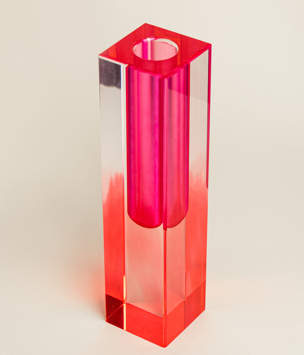 Ваза/Подсвечник из акрила 5 х 5 х 20 Розовый