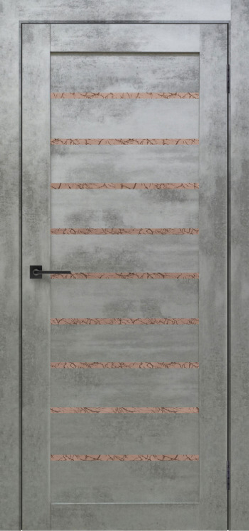 Межкомнатная дверь X-2 / Цвет Бетон светлый / Остекление "Гранит бронза" / Двери Верда