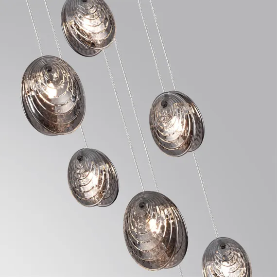 5038/7 MODERN ODL24 427 черный/дымчатый/металл/стекло Люстра каскадная G9 7*40W MUSSELS