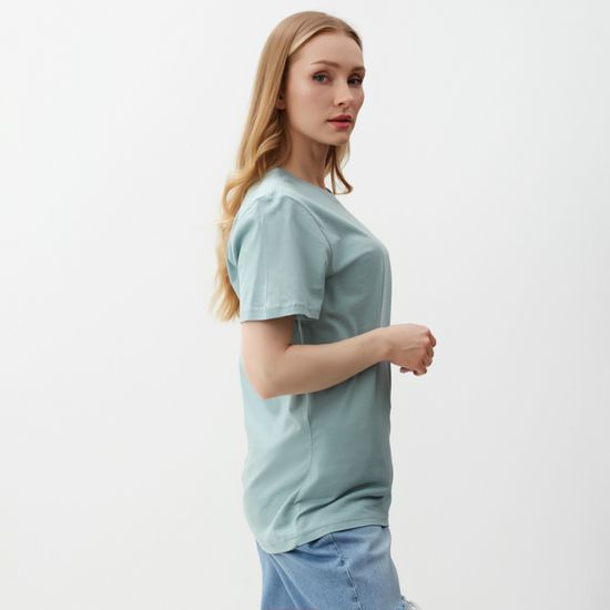 Купить женскую футболку из хлопка цвет мятный недорого