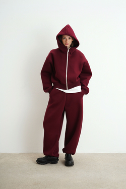 Брюки-бананы с начесом, "Бордо"