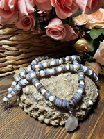 Колье длинное авторское, эксклюзивное, ручной работы из натурального перламутра "Пляжное"