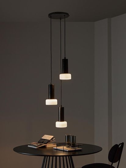 Светильник подвесной каскадный fungus, D15х25 см, 3 плафона, белый/черный