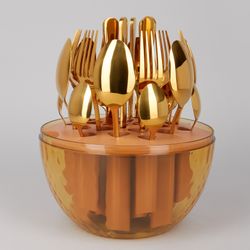 НАБОР СТОЛОВЫХ ПРИБОРОВ НА ВРАЩАЮЩЕЙСЯ ПОДСТАВКЕ, 24ПР, ПВД ПОКРЫТИЕ