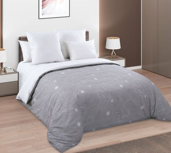 Полуторный комплект постельного белья Снежный олень поплин