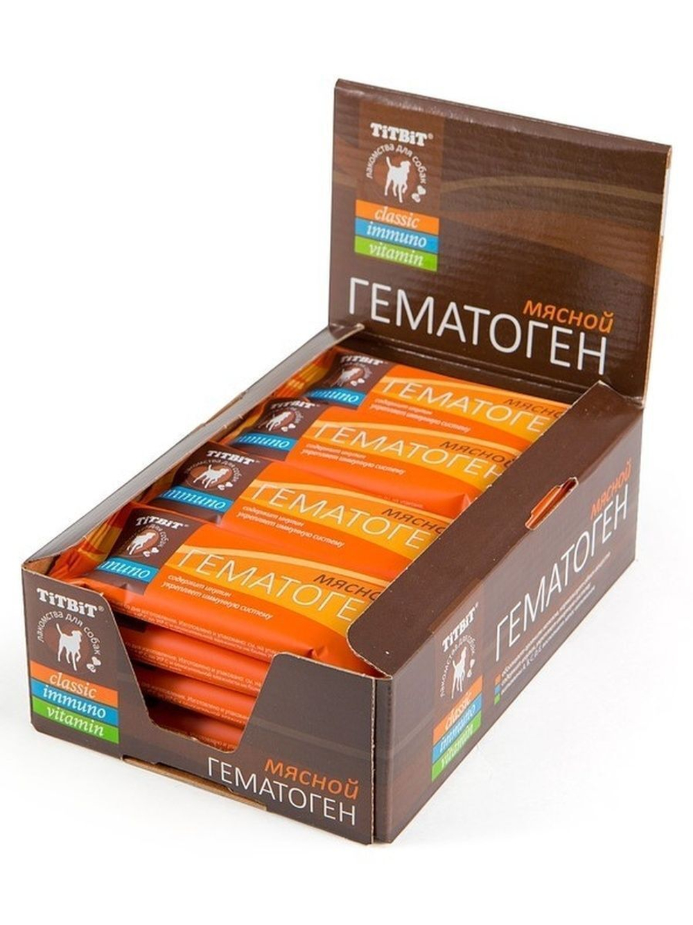 Лакомство TiTBiT для собак Гематоген мясной classic, 16 упаковок